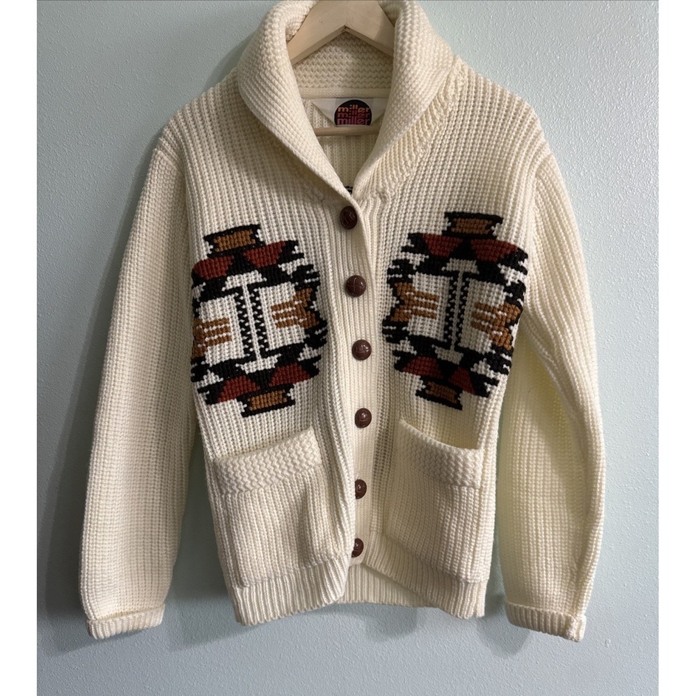1970's Vintage Miller Outerwear Western Knit Sweater Aztec Thunderbird Sz Small‎